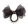 A new Korean version of fashionable lace bow hair tie, diamond knot, pearl hair band, bun hair and leather band hair accessory for women Application Scenario